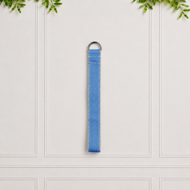 Blue boys smart belt with a classic metal D-ring buckle, perfect for completing formal, smart-casual and special occasion outfits.