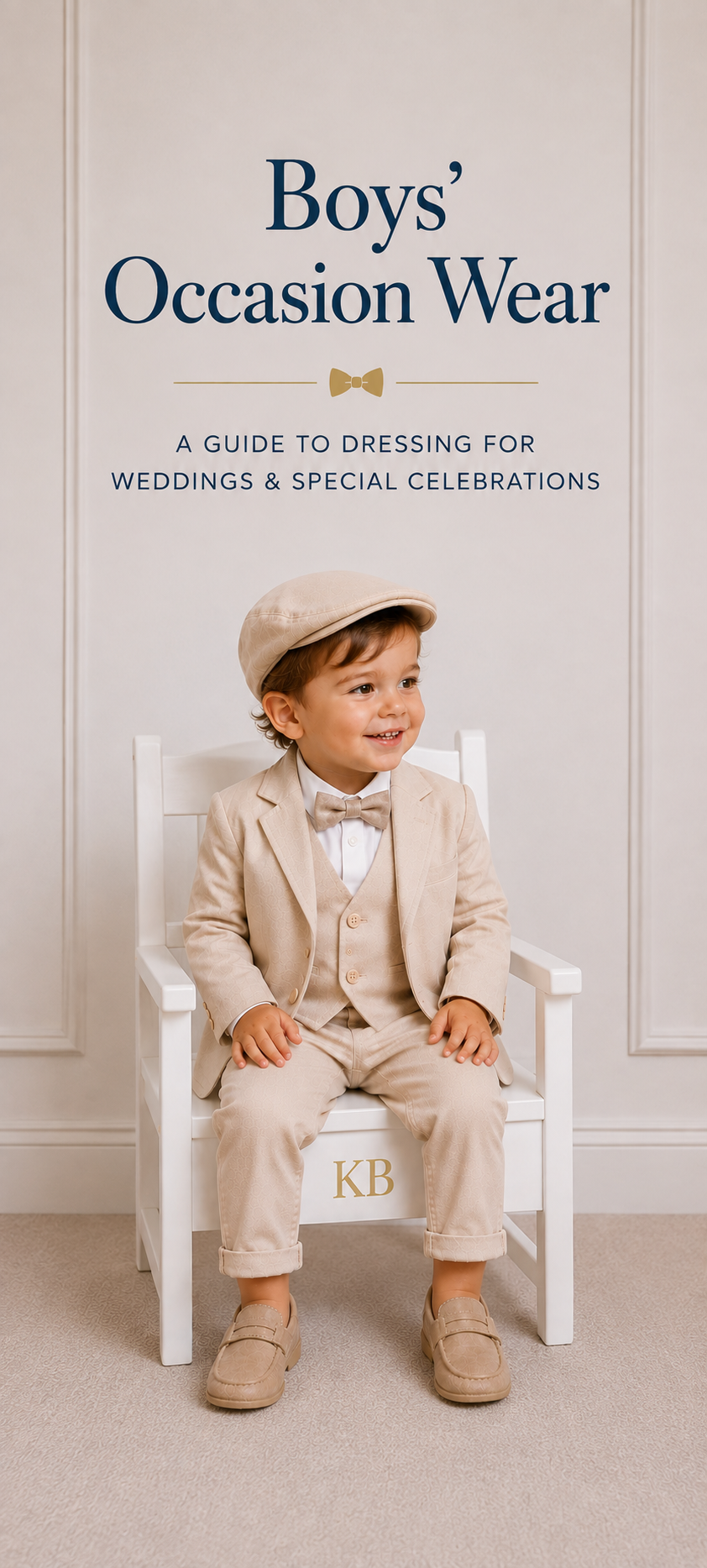 Young boy wearing smart boys occasion wear with tailored shorts and shirt