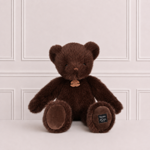 Clementine Bear Choco plush teddy bear by Histoire d'Ours in soft chocolate brown, a timeless keepsake gift for babies and young children