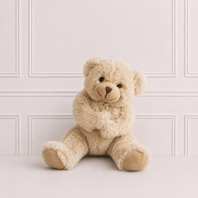 Soft Teddy Bear with ultra-soft plush fur, beautifully presented as a keepsake gift for babies and children.