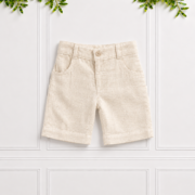 Boys cream linen shorts with a classic tailored fit, front pockets, belt loops and button fastening, perfect for smart summer outfits.